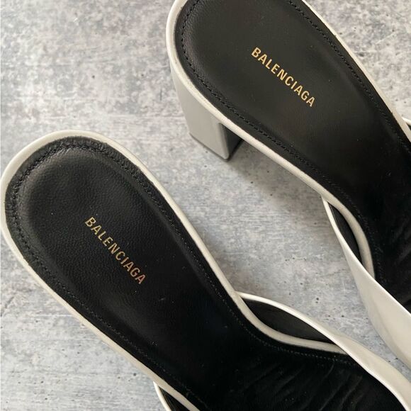 Balenciaga White Leather Mules 40 - Picture 3 of 5